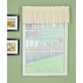 Today's Curtain, Orleans Scallop Curtain, Ecru Valance, 60" W x 12" L, Ecru