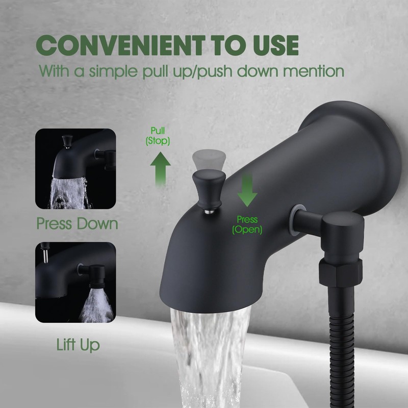 All Metal Tub Spout with Diverter for Hand Held Shower,