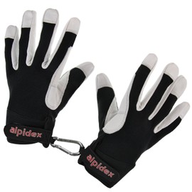 ALPIDEX Universal All-Purpose Gloves Made of Genuine Leather for Men and Women Multifunctional Via Ferrata Hobby Garden, Size: M, Colour: Wild Black