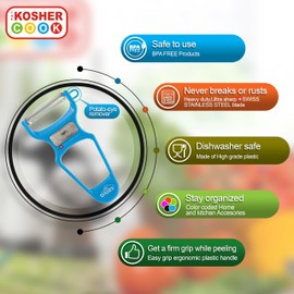 The Kosher Cook Y Vegetable Peeler - Heavy Duty, Ultra Sharp Stainless Steel Blade - Swiss Peeler - Easy Grip Plastic Handle - Color Coded Kitchen Tools - Blue