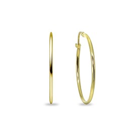 14K Gold 1.3mm Thin Lightweight Round-Tube Hoop Earrings for Women, Metal