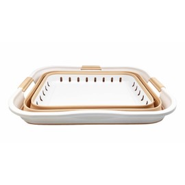 SAMMART 42L (11 gallon) Collapsible Plastic Laundry Basket - Foldable Pop Up Storage Container/Organizer - Portable Washing Tub - Space Saving Hamper/Basket (White/Latte)