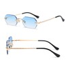 JCTAIFOO Retro Rimless Rectangular Sunglasses Women Men Vintage Slim Rectangular