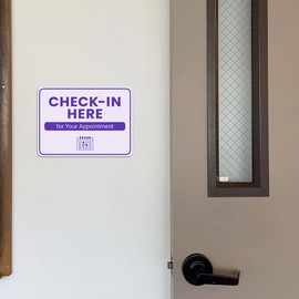Classic Framed Plus Check-In Here for Your Appointment Door or Wall Sign | Medical Facility Greeting & Reception - Large