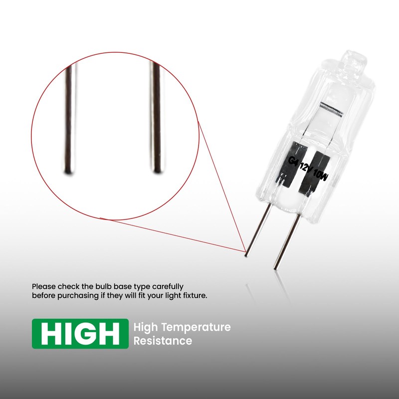 FENDITEK G4 12V 10W Halogen Light Bulbs with G4 Bi-pin