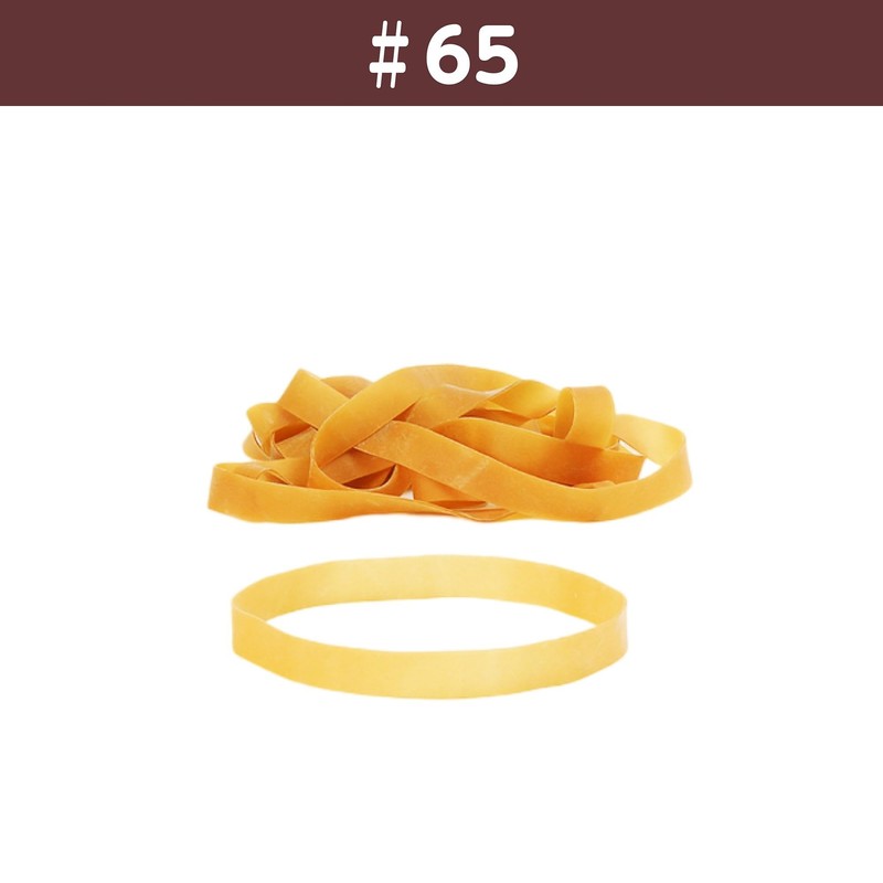 輪ゴム オーバンド #65 < 50g透明袋 > アメ色 極太幅 少量 包装