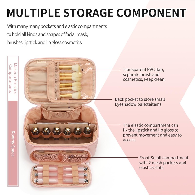 OCHEAL Makeup Bag, Multifunctional Make Up Bags Large Compact Makeup