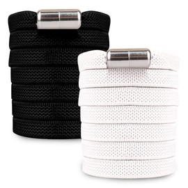 SULPO Flat Shoelaces without Tying – Elastic Shoelaces with Metal Capsules – Laces Quick Release – Rubber Shoelaces for Adults and Children – Shoe Laces without Tying, Black & White