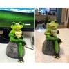 OwMell Frog Statue for Garden, Drinking Coffee Green Frog Figurine