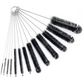 CiaraQ Bottle Cleaning Brushes, 8 Inch Nylon Tube Brush Set, Cleaner for Narrow Neck Bottles Cups with Hook, Set of 13pcs. Black