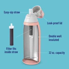 Brita Stainless Steel Premium Filtering Water Bottle, BPA-Free, Reusable,