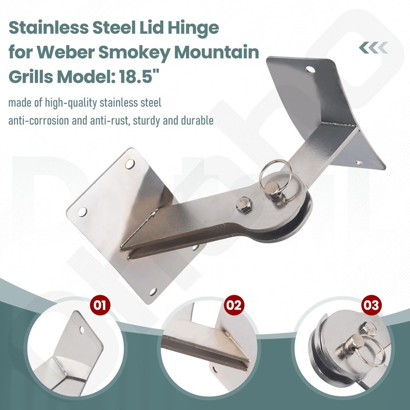 Ohoho Stainless Steel Lid Hinge for Weber Smokey Mountain Grills