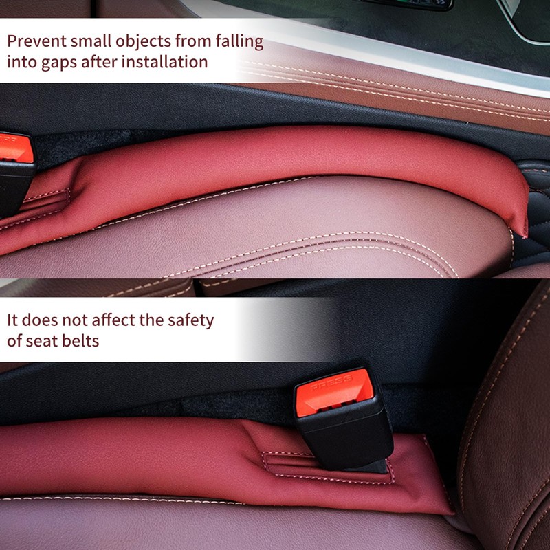 Car Seat Gap Filler - Red PU Leather, Durable, Easy