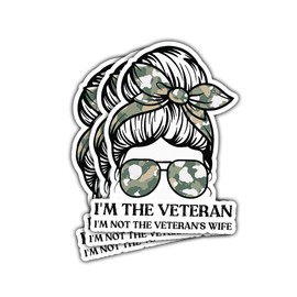 3Pcs I'm The Veteran I'm not The Veteran's Wife Sticker I am The Veteran and The Veterans Wife Stickers Army Female Heroes Honor Woman Veteran Proud Decal for Laptop Bottle Phone Car Hard Hat 3"