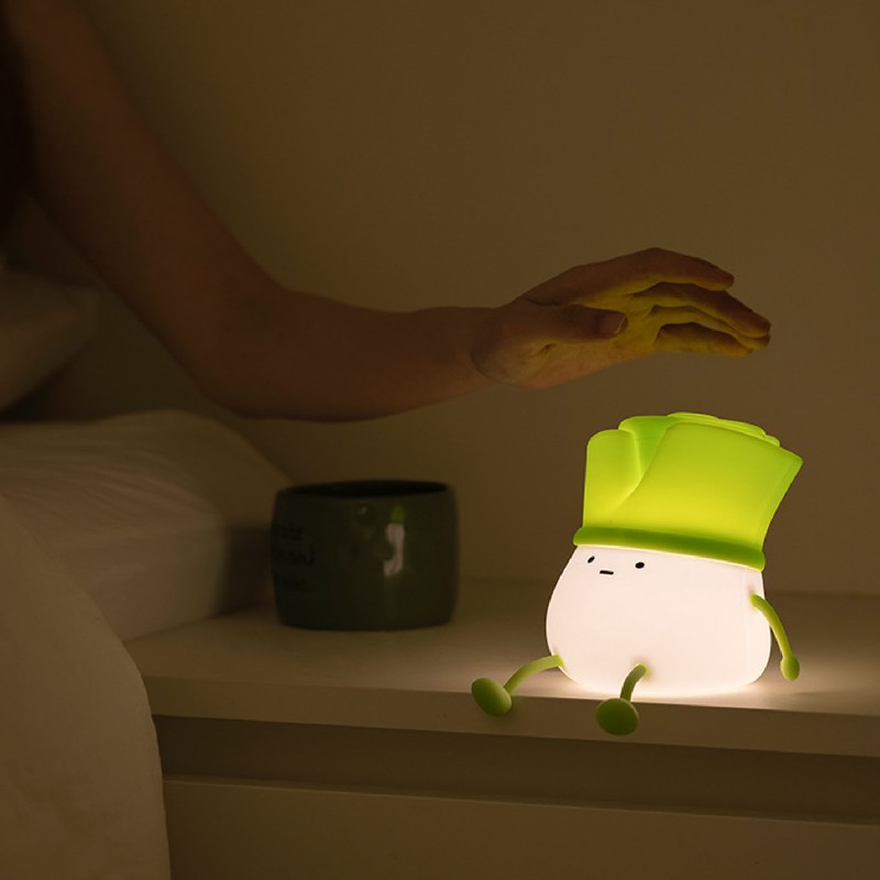 Cute LED Night Light Tap Control Rechargeable 1.5W Decorative Scallion