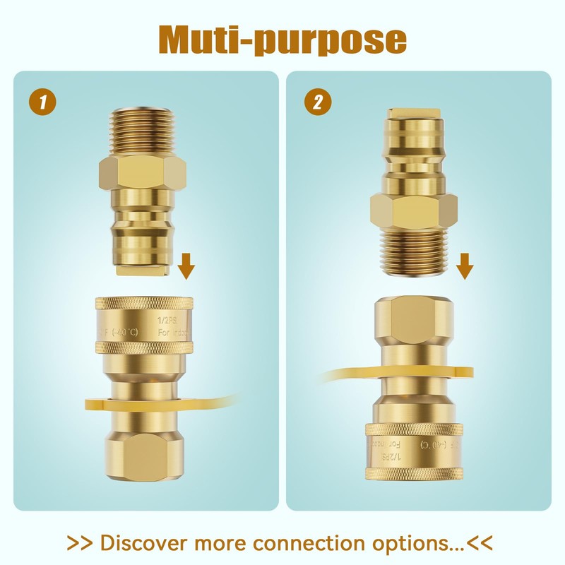 Rushare 1/2 Inch Natural Gas Quick Connect Fitting for Natural