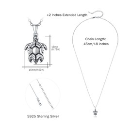 Sea Turtle Urn Necklace for Human Ashes 925 Sterling Silver Cremation Jewelry w/Funnel Filler Sea Turtle Cremation Necklace Keepsake Memory Jewelry Gift (Sea Turtle)