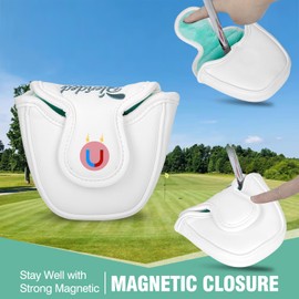 BAIRBRE Golf Putter Covers Mallet Putter Headcover Blade Putter Cover Golf Club Covers with with Magnetic for Most Brand (Mallet Putter 1/White)