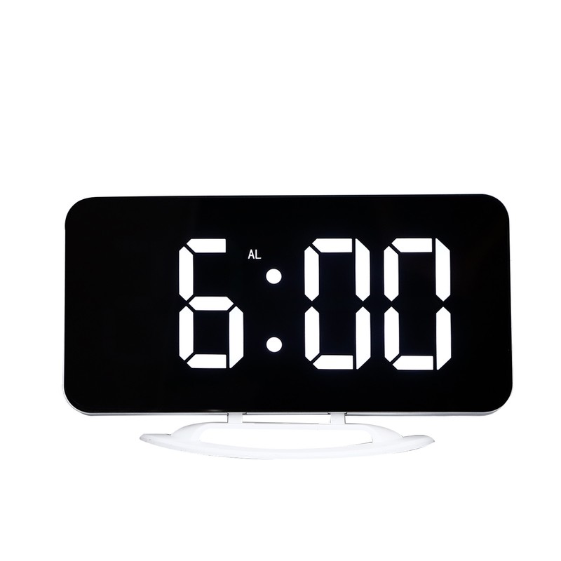 LED Digital Alarm Clock USB Charging Mirror Clock with 4