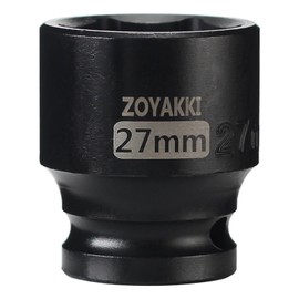 ZOYAKKI Shallow Impact Socket, SAE, 1/2 Inch Drive, 6 Point, Metric x 27 mm