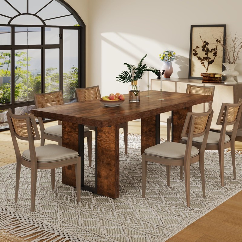 Auromie 71" Rustic Dining Table for 8, Farmhouse Dinner Table