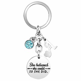 Inspirational Gift Key Chains She Believe She Could So She Did Encourage Key Rings for Her Women Girls Sister BFF Best Friends Bestie Colleague Graduation Birthday Christmas Anniversary Key Chain.