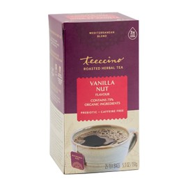 Teeccino Herbal Tea – Vanilla Nut – Rich & Roasted Herbal Tea That’s Caffeine Free & Prebiotic for Natural Energy, 25 Tea Bags