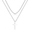 Fcebsty Silver Cross Necklace for Women Men White Gold Plated