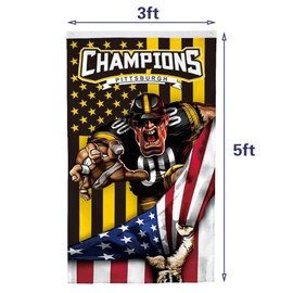 City of Champions Pittsburgh Flag Pittsburgh Football Champions Fans Flag Indoor or Outdoor Man Cave Home Party Garden Decor 3x5Feet (us flag)