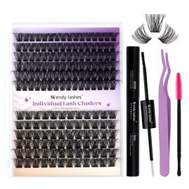 Lash Clusters Kit for Eyelash Extensions: Ultra-light, DIY, Natural, Fluffy, Manga, Wispy, Waterproof, Anime, Manga, Cat Eye,TZ250201-3D-60P+80P-0.07D1620
