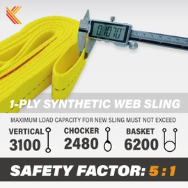 1-Ply Webbing Sling 2”x 4ft Lifting Straps 1Pack Heavy Duty Web Strap Rigging Moving Towing Hoisting Gear KODIAK STRAPS