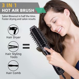 3-in-1 Ionic Ceramic Brush & Volumizer: Straighten, Curl & Style Hair With Hot Air