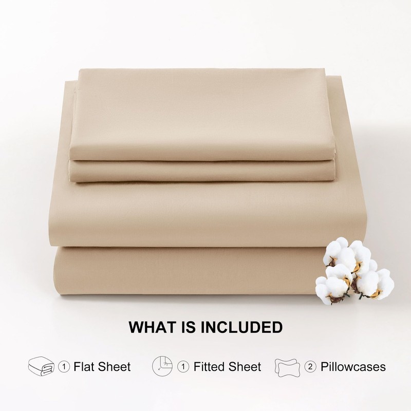 Levoo 100% Egyptian Cotton Sheets King Size Set 18"-24" Extra