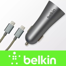 Belkin Boost Up OEM Genuine USB-C Car Charger+Cable 27W Gray 6ft
