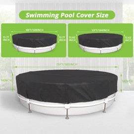 12FT Round Pool Cover, Stock Tank Pool Cover Protector with Pool Cover Accessories, Round Hot Tub Cover Ideal for Waterproof and Dustproof