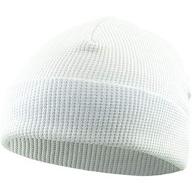 KBH-08 WHT Thermal Cotton Beanie Skull Cap Winter Ski Hat Cuffed Solid Warm