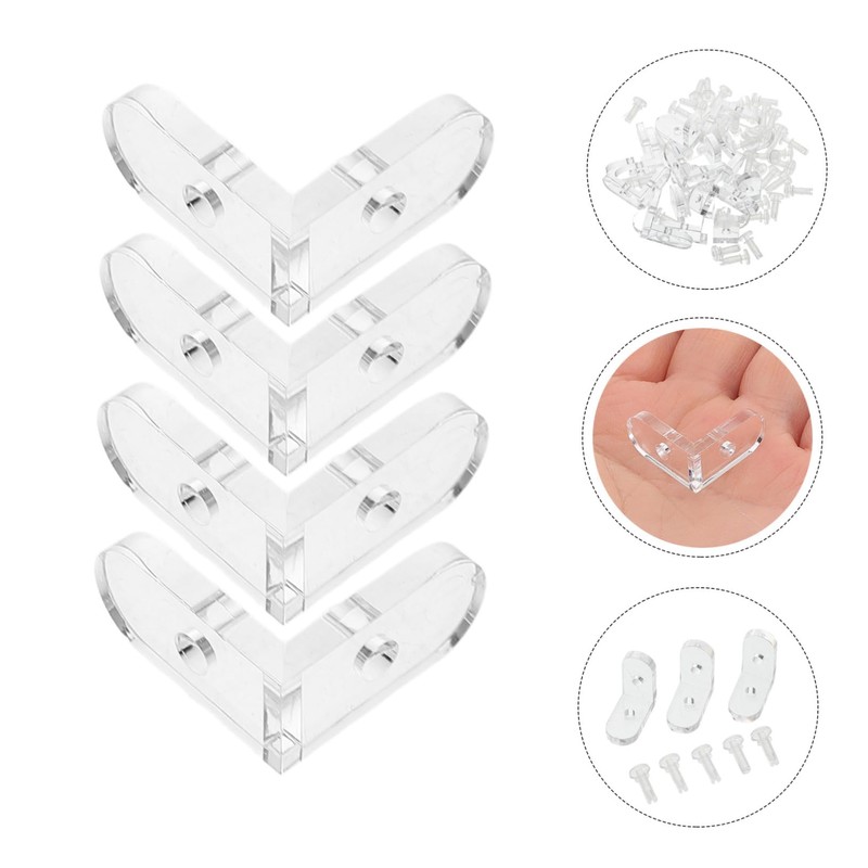 OUNONA 15 Pcs Acrylic Transparent Corner Brackets L-Shaped Fixing Buckle