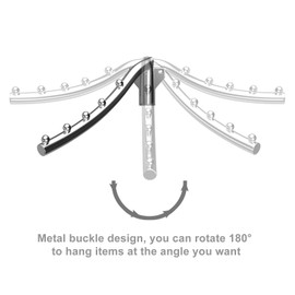 Clothes Fan Foldable Stainless Steel Wall Hanger Adjustable Space-Saving 5 Hooks Folding Towel Holder Clothes Hook Coat Hook Metal Foldable Attached Hanger with Swivel Arm Holder