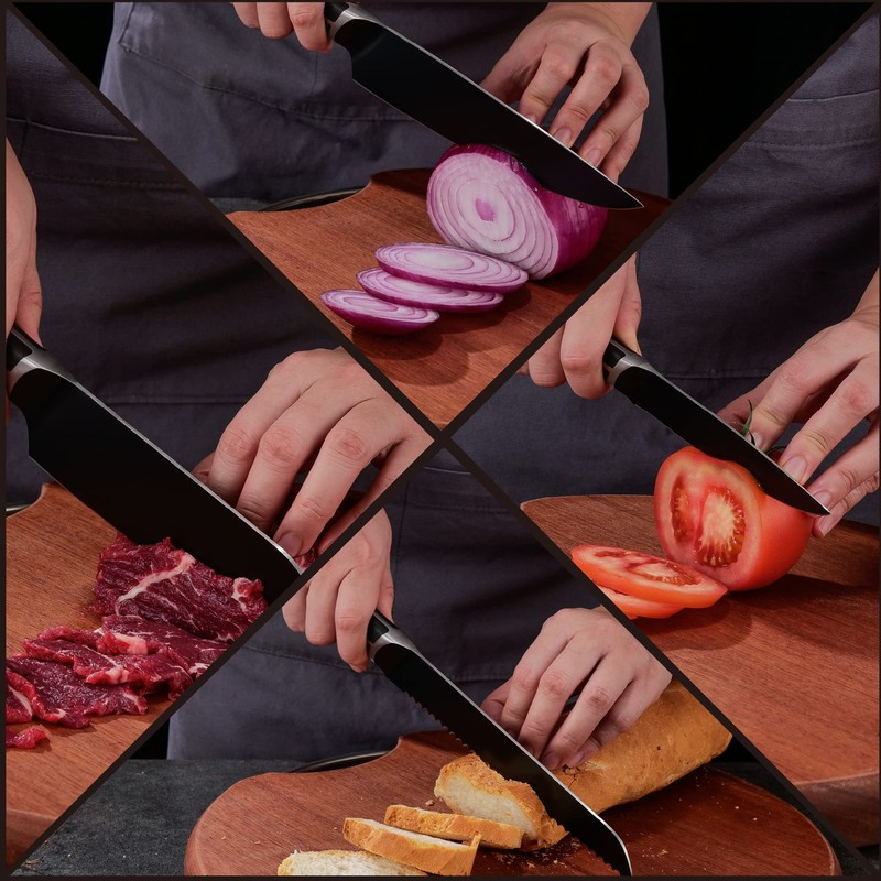 Kitchen Knife Set, 7 Pieces German Stainless Steel Knives Set