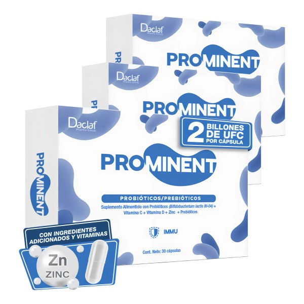 Pack 3 Prominent IMMU Probiticos Y Prebiticos 90 Cpsulas Sin