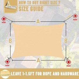 LOVE STORY 8' x 12' Sun Shade Sail Rectangle UV Block Shade Sails for Outdoor Patio Garden Backyard, Sand (We Make Custom Size)