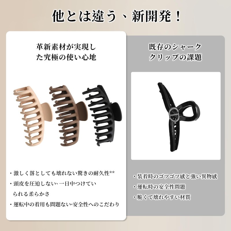 aninako ヘアクリップ 3個セット マペペ 濡らせるバンスクリップ 大きめ ソフト樹脂 髪留め バレッタ 柔らかい