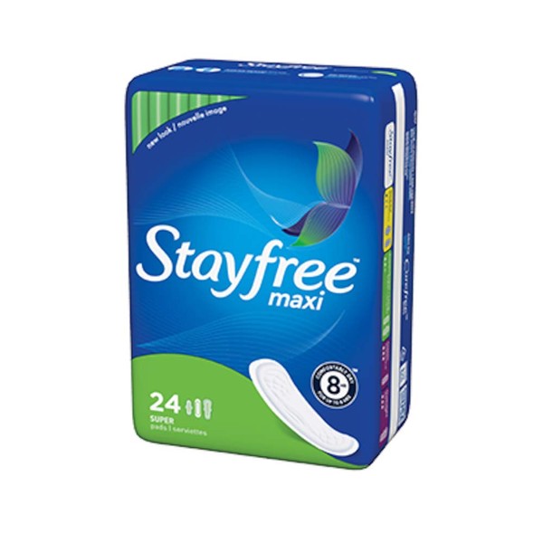 Stayfree Super Maxi Pads, 24 Count