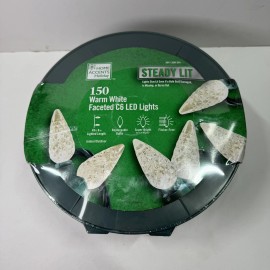 Home Accents Holiday 150 Count Warm White Faceted Steady Lit C6 LED Lights