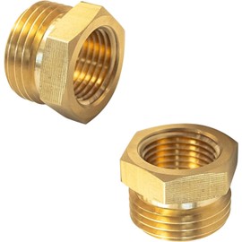 2 Pcs 57480-1208 Brass Garden Hose Fitting, Pipe Adapter Connector, 3/4'' GHT Male * 1/2'' NPT Female Garden Hose Parts for Connectors Hose Connectors and Accessories (Gold)