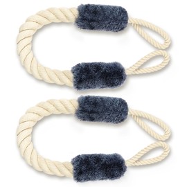 AYESY Door Stopper Latch, Pack of 2 Door Cord Clamping Protection, 60 cm Cotton Door Stopper Rope for Pets and Children, Finger Protection, Door Handle Stopper, No More Slamming the Door (Blue)