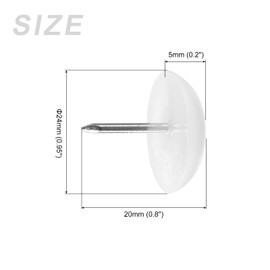 METALLIXITY Furniture Feet Nail (24mm/0.95in) 30Pcs, Plastic Half-Circles Chair Glides Sliders - for Chairs Sofa Furniture Sliders Protector Pad, White