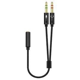 3.5mm Audio Converter Cable 4 Poles (Female) - 3 Poles (2 Male) 3.5mm Gold Plated Terminals Stereo Mini Plug Mini Jack Nylon Braided Microphone Earphone Splitter Audio Distribution Cable Converter For