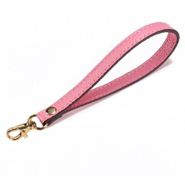 UTreers Wristlet Strap, Genuine Leather Keychain Wristlet KeyChain Hand Strap for Wallet Purse Clutch Cellphone Wristlet Key (Pink Strap + 1 Pink Fashion Chain Strap)