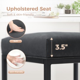 MAISON ARTS Bar Stools Set of 2 | Counter Height Bar Stools for Kitchen Island | Modern Black Barstools with Metal Frame&Faux Leather Upholstery | Farmhouse Backless Bar Stool | 24" Bar Height Stools